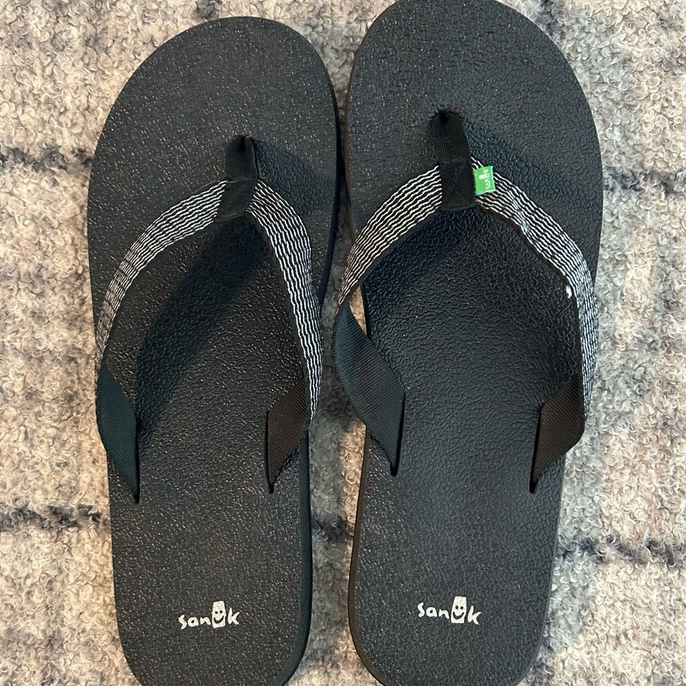 Sanuk Yoga Mat Black/Silver Flip Flops